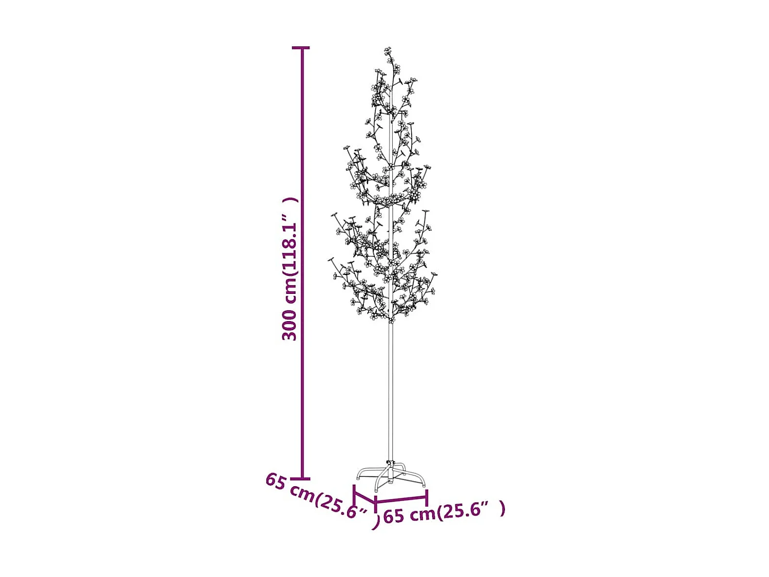 Arbre à LED fleur de cerisier 368 LED Blanc chaud 300 cm