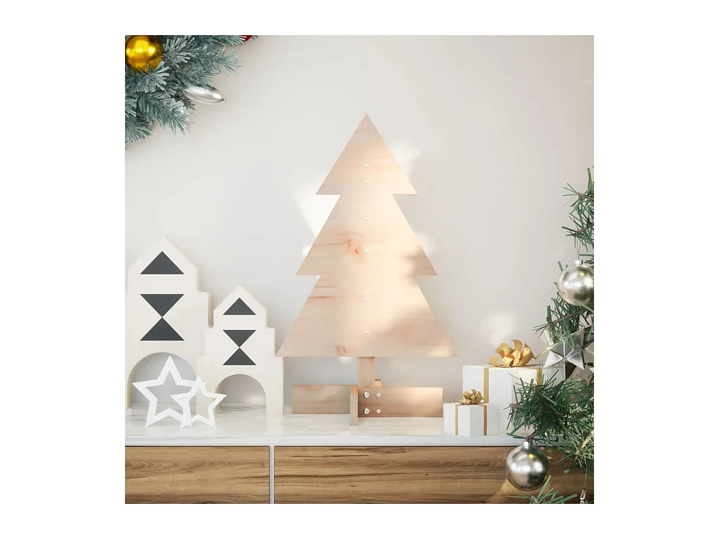 Arbre de Noël en bois pour décoration 60 cm bois massif de pin
