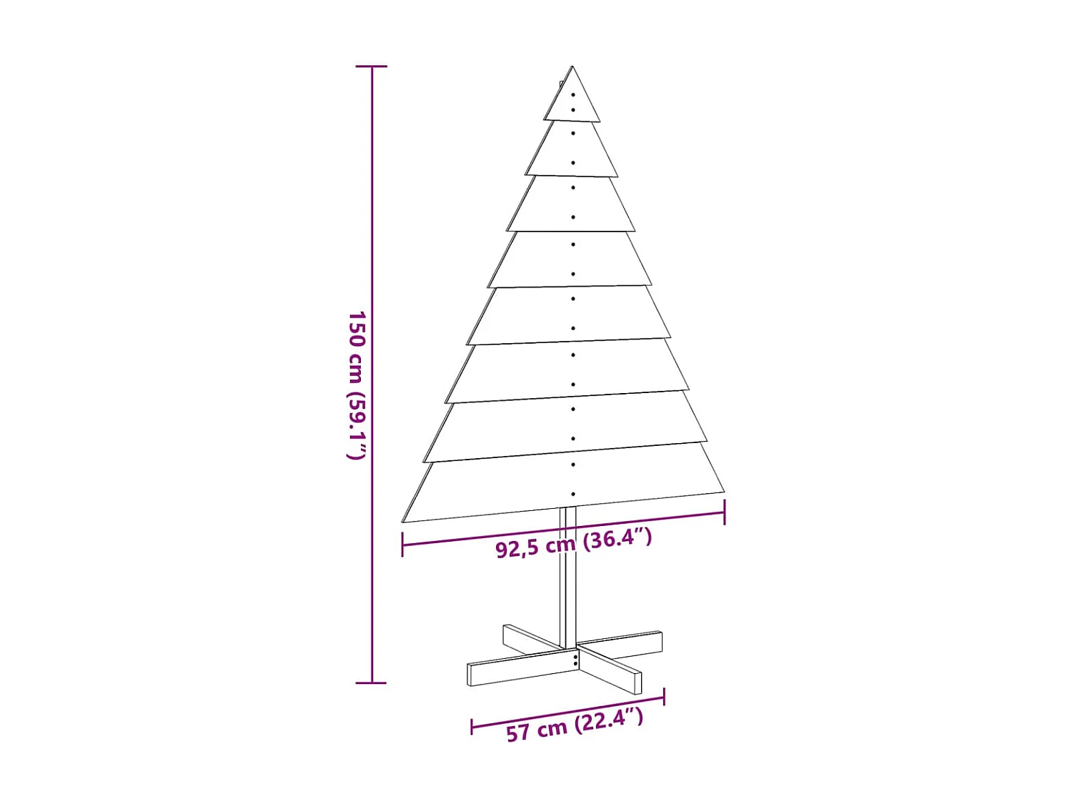 Arbre de Noël en bois pour décoration 150 cm bois massif