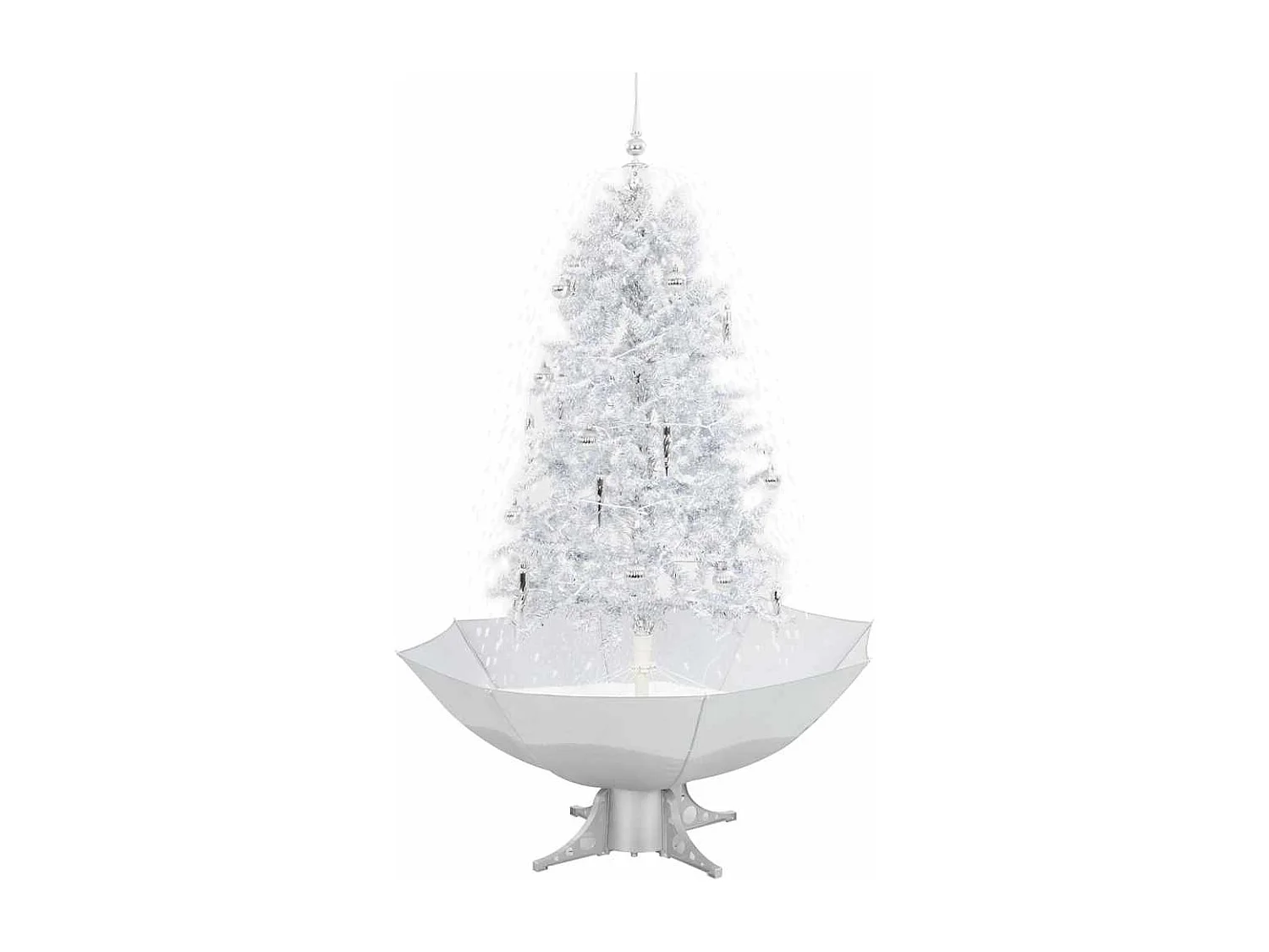 Arbre de Noël neigeux avec base de parapluie Blanc 170 cm