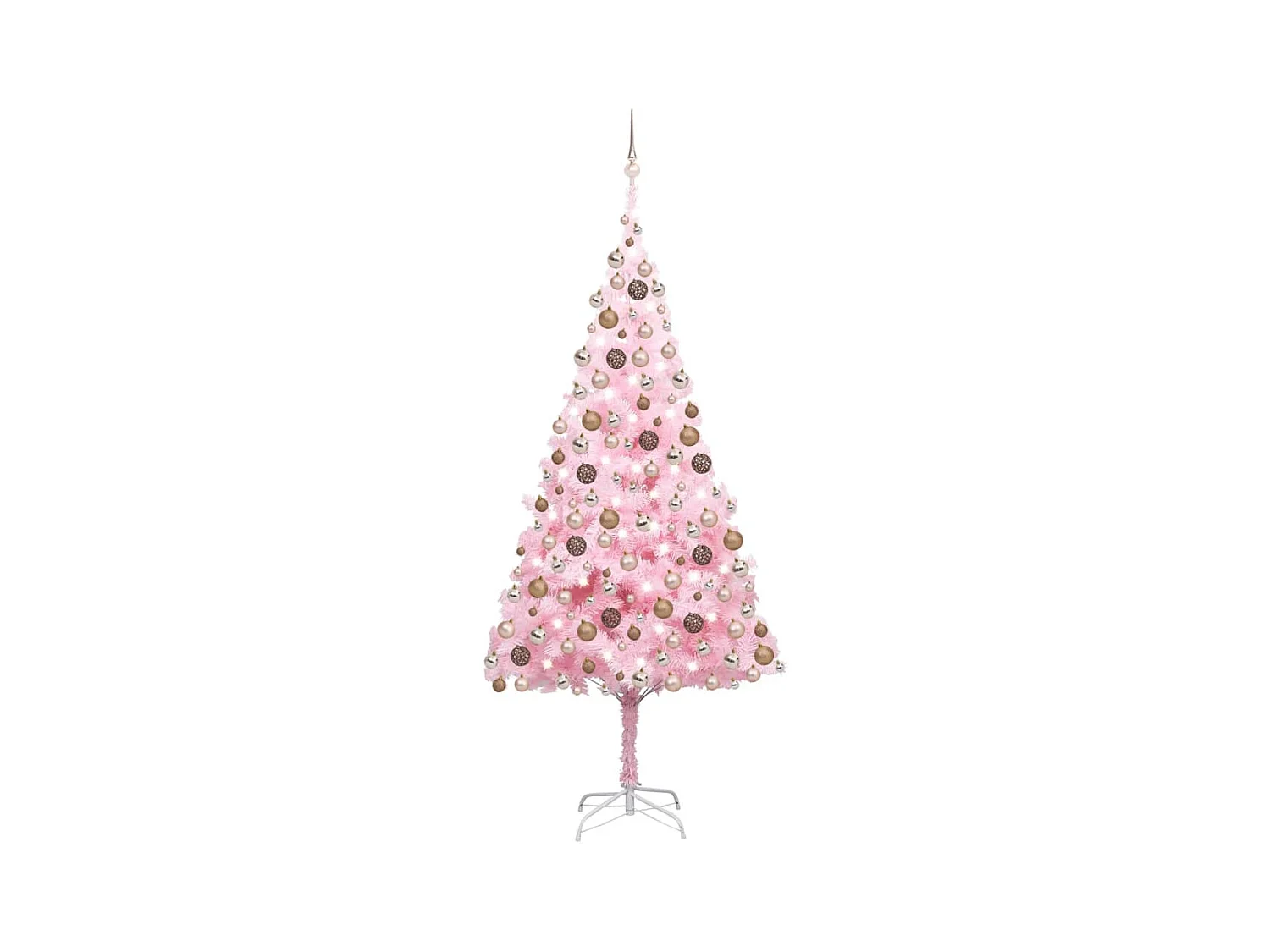 Kunstkerstboom met verlichting en kerstballen 240 cm PVC roze