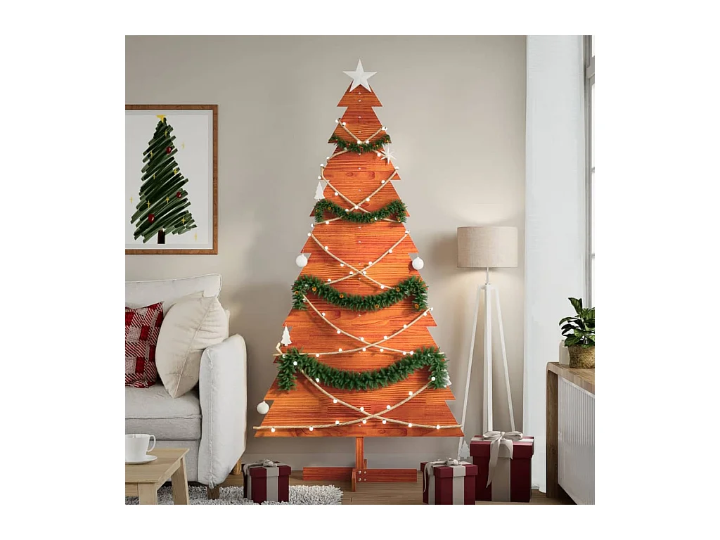 Arbre de Noël en bois pour décoration 180 cm bois de pin massif