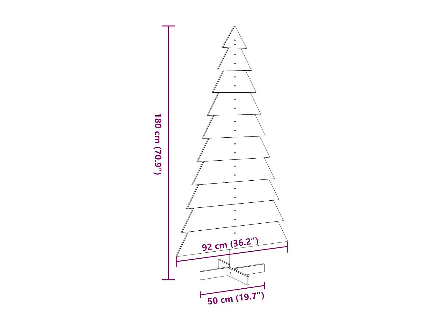 Arbre de Noël en bois pour décoration 180 cm bois de pin massif
