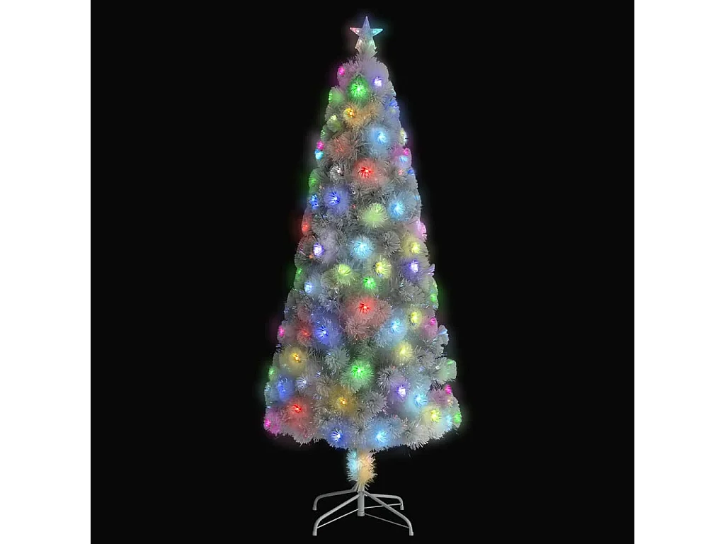 Arbre de Noël artificiel pré-éclairé blanc 240 cm fibre optique