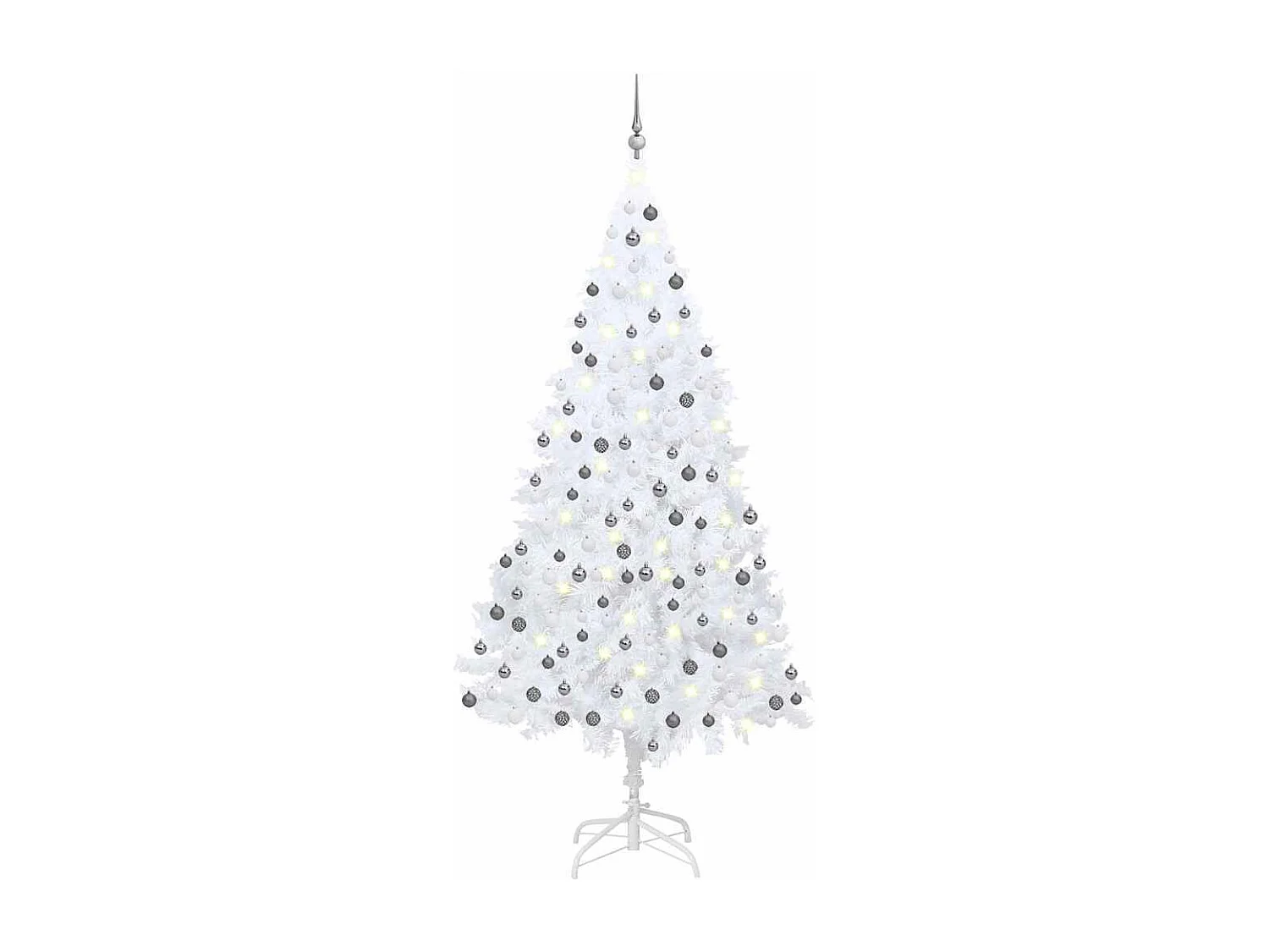 Arbre de Noël artificiel pré-éclairé et boules blanc 240 cm