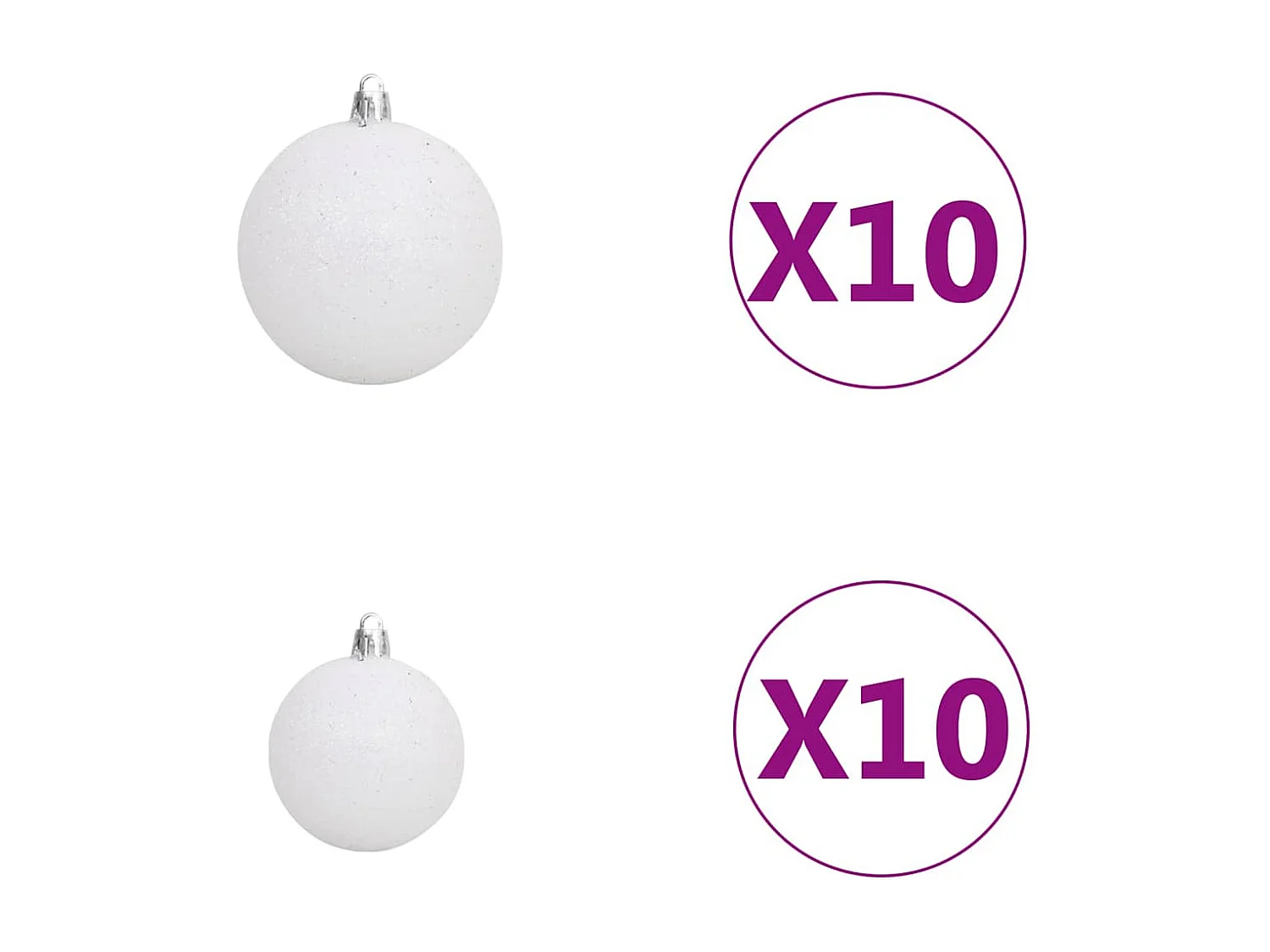 Arbre de Noël artificiel pré-éclairé et boules blanc 240 cm