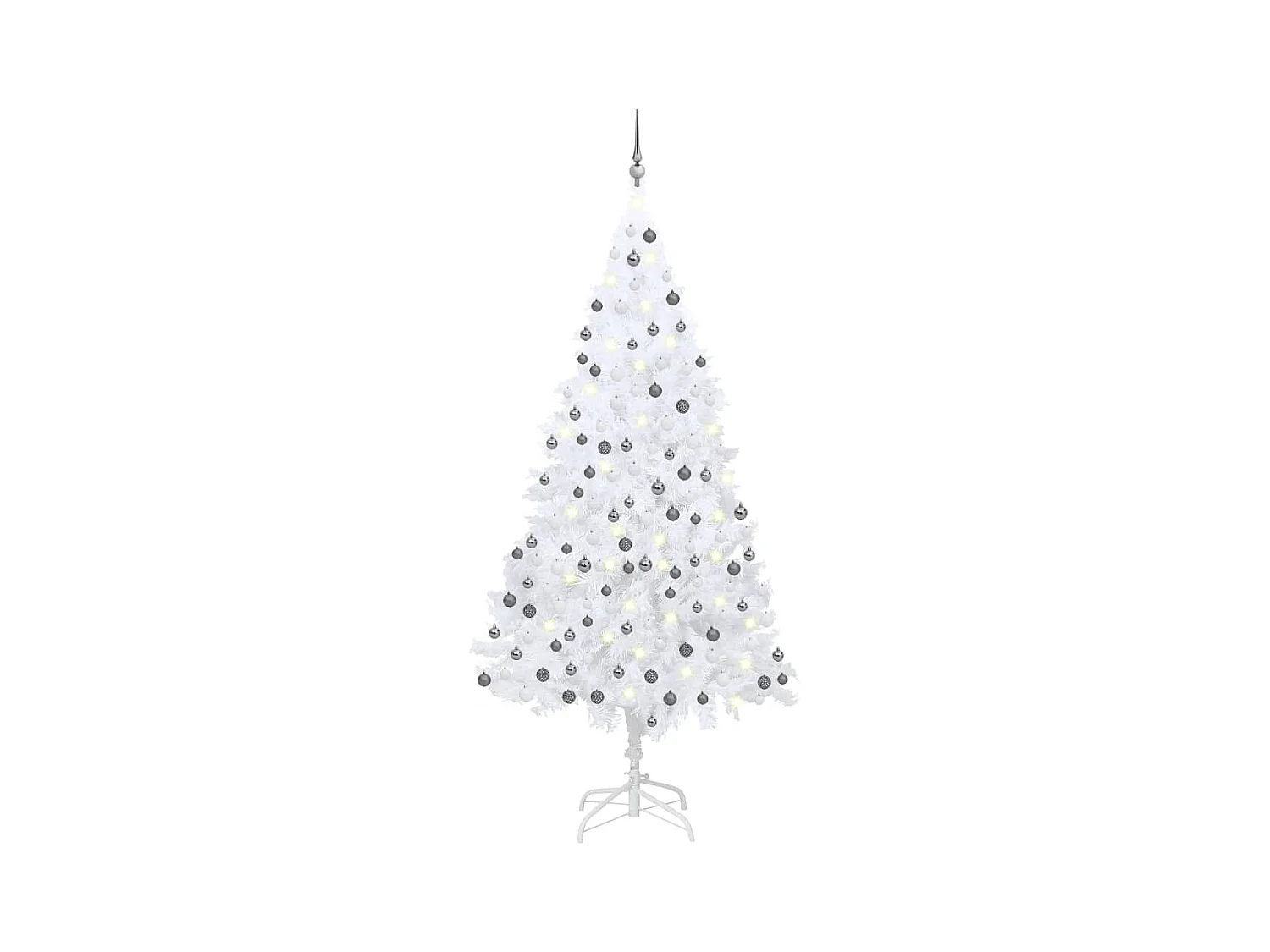 Árbol de Navidad preiluminado con luces y bolas blanco 240 cm