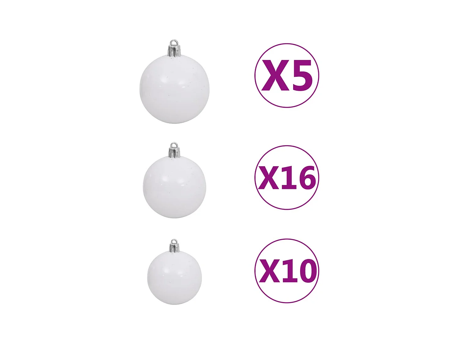 Arbre de Noël artificiel pré-éclairé et boules blanc 240 cm