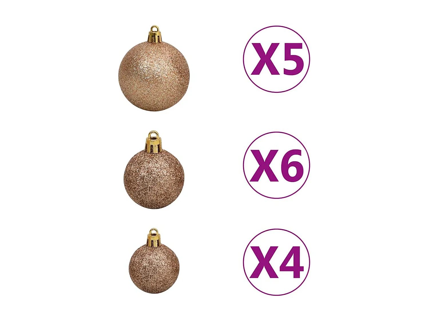 Arbre de Noël artificiel pré-éclairé et boules doré 180 cm PET