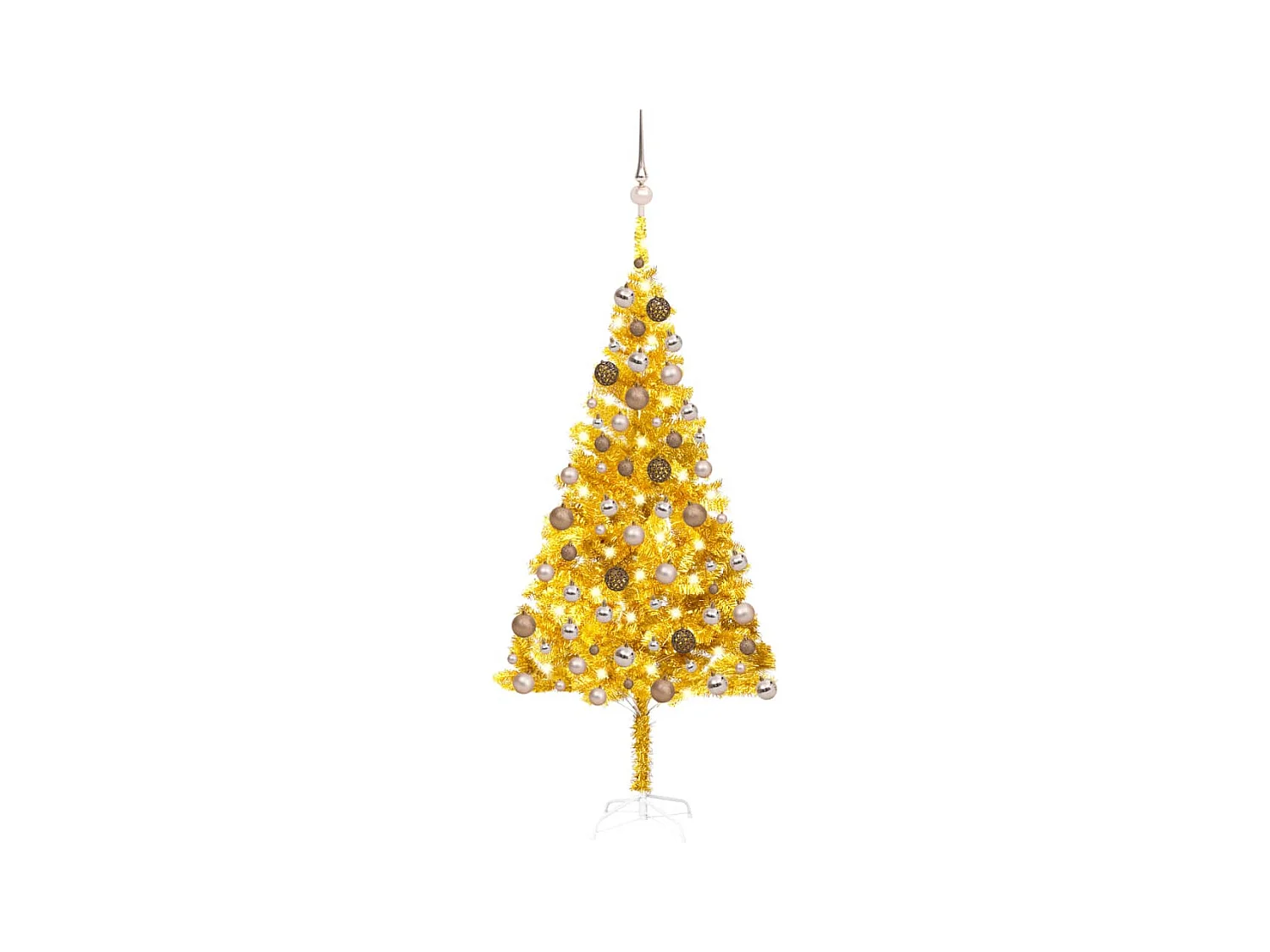 Arbre de Noël artificiel avec LED et boules Doré 180 cm PET