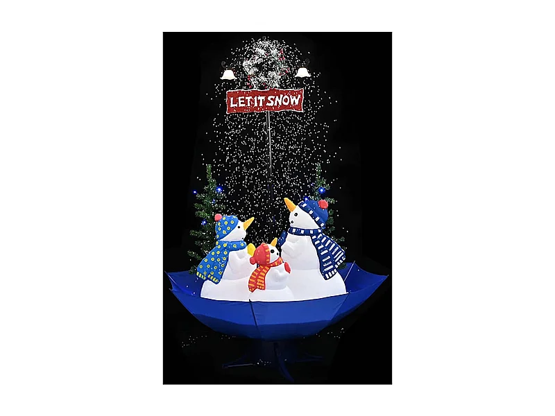 Arbre de Noël neigeux avec base de parapluie Bleu 170 cm PVC