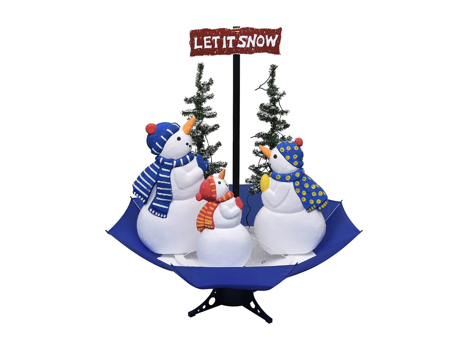 Kerstboom sneeuwend met paraplubasis 170 cm PVC blauw
