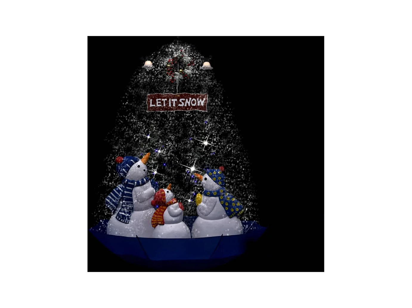 Arbre de Noël neigeux avec base de parapluie Bleu 170 cm PVC