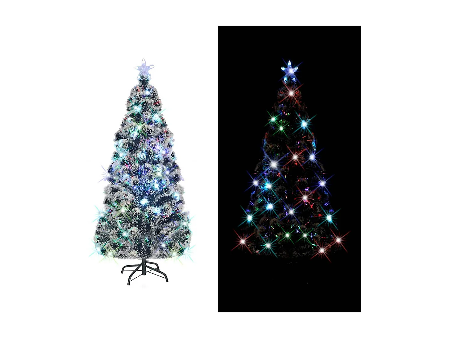 Arbre de Noël pré-éclairé avec support 210 cm fibre optique