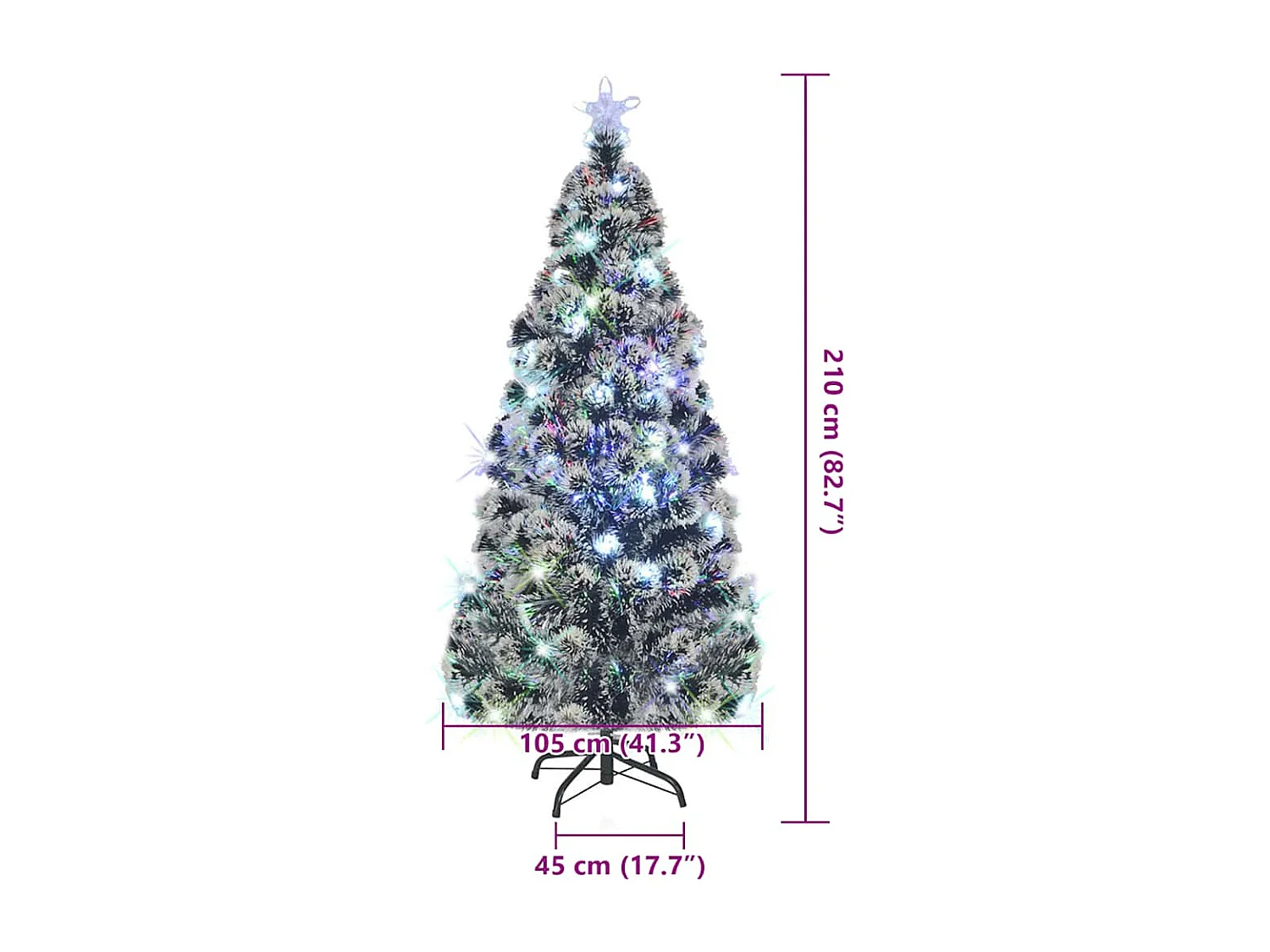 Arbre de Noël pré-éclairé avec support 210 cm fibre optique