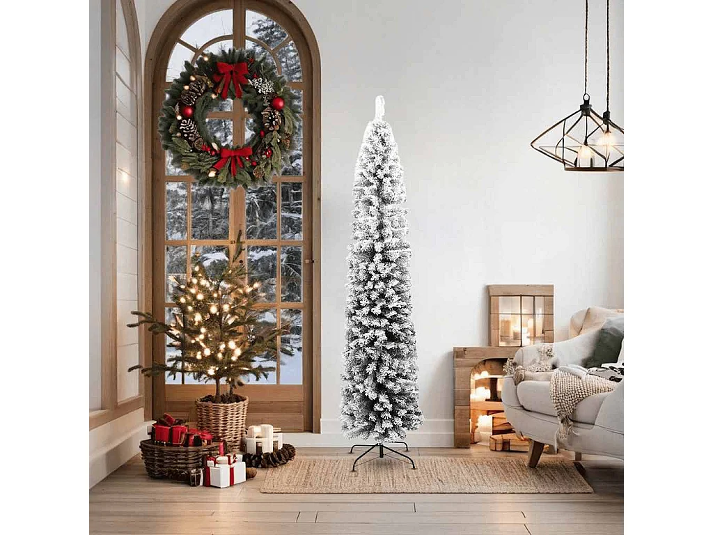Kunstkerstboom met sneeuw smal 180 cm PVC groen