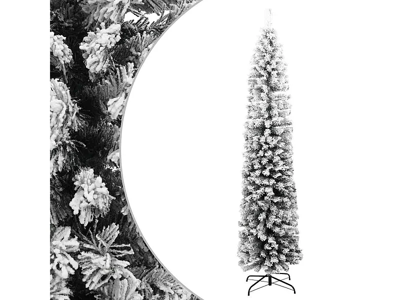 Kunstkerstboom met sneeuw smal 240 cm PVC groen