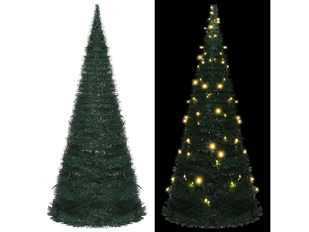 Sapin de Noël artificiel pré-éclairé avec guirlandes vert 210cm