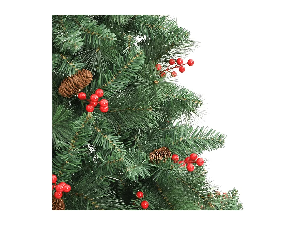 Sapin de Noël artificiel avec pommes de pin et baies 210 cm