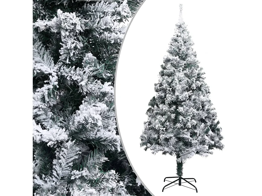 Sapin de Noël artificiel avec neige floquée vert 210 cm PVC