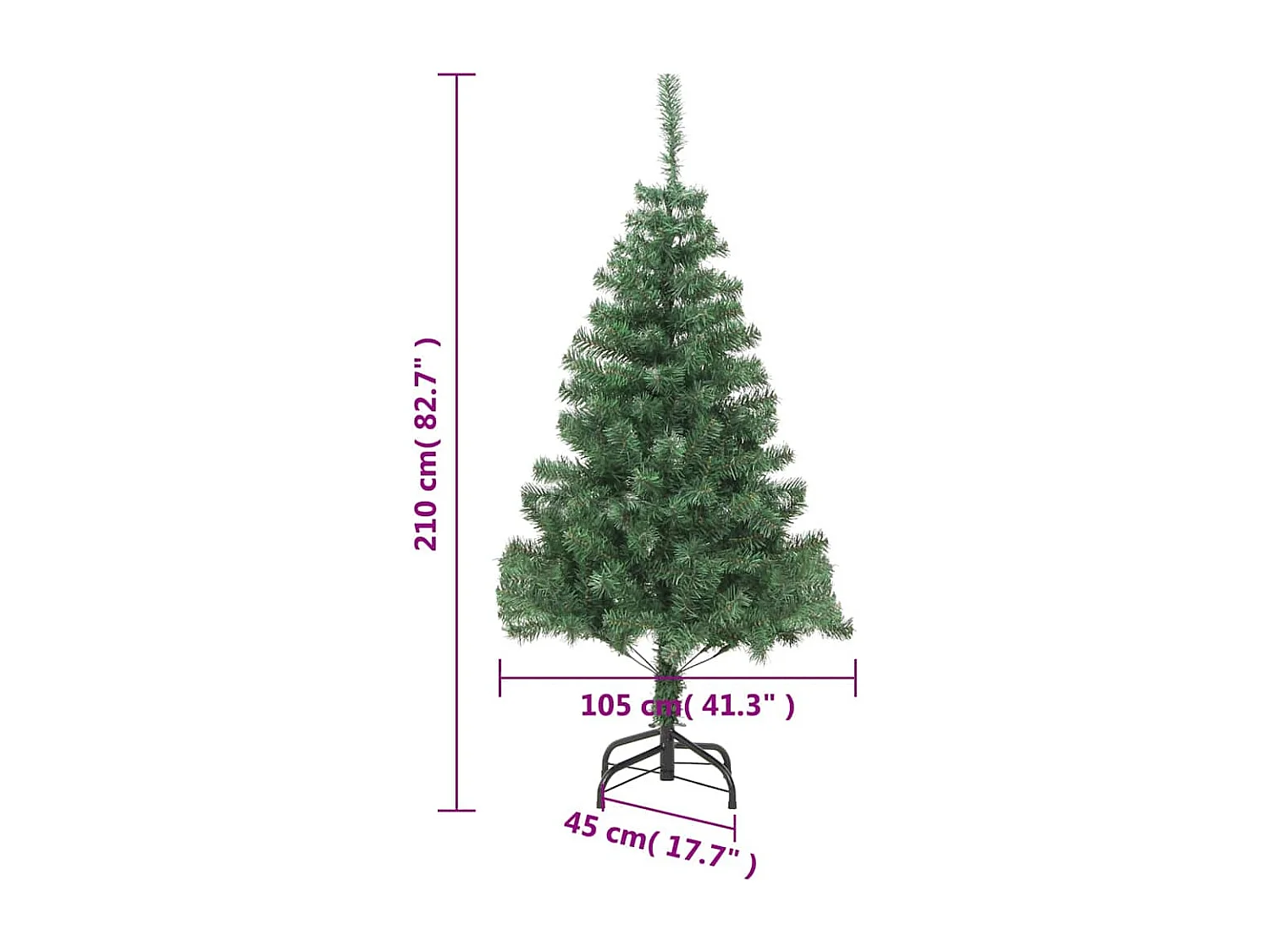 Arbre de Noël artificiel et support Acier 210 cm 910 branches