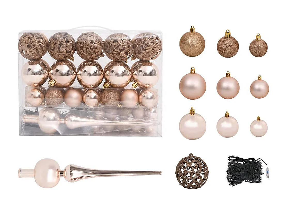 Kunstkerstboom met verlichting en kerstballen 120 cm PET goud