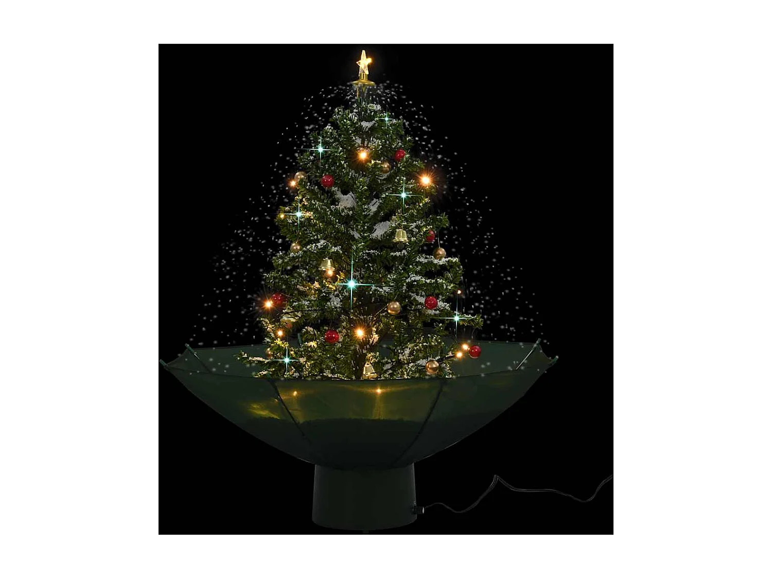 Arbre de Noël neigeux avec base de parapluie Vert 75 cm