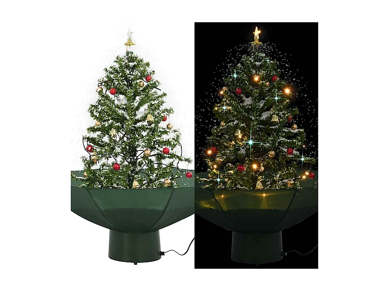 Arbre de Noël neigeux avec base de parapluie Vert 75 cm