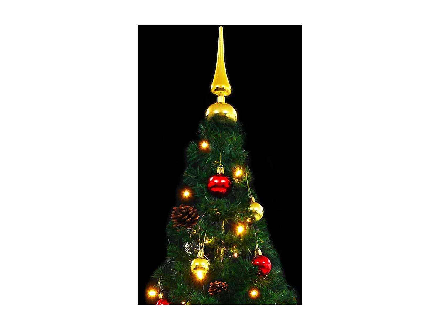 Arbre de Noël artificiel pré-éclairé avec boules vert 210 cm