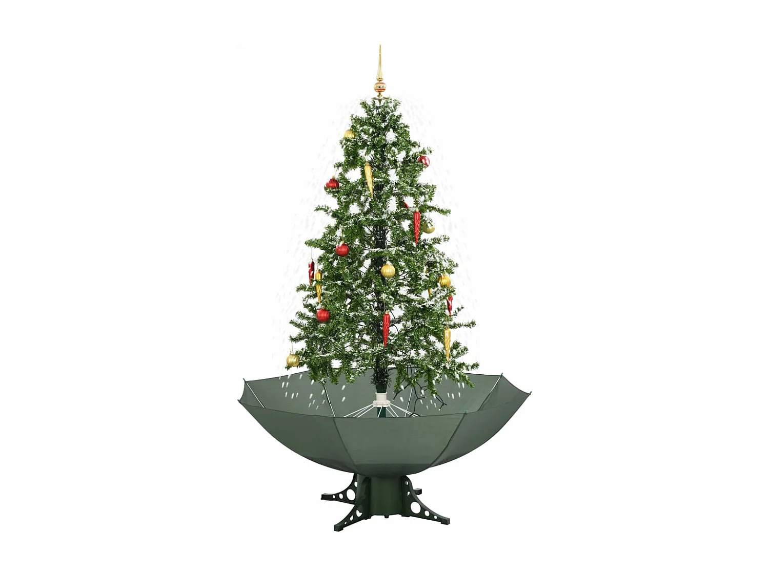 Arbre de Noël neigeux avec base de parapluie Vert 170 cm