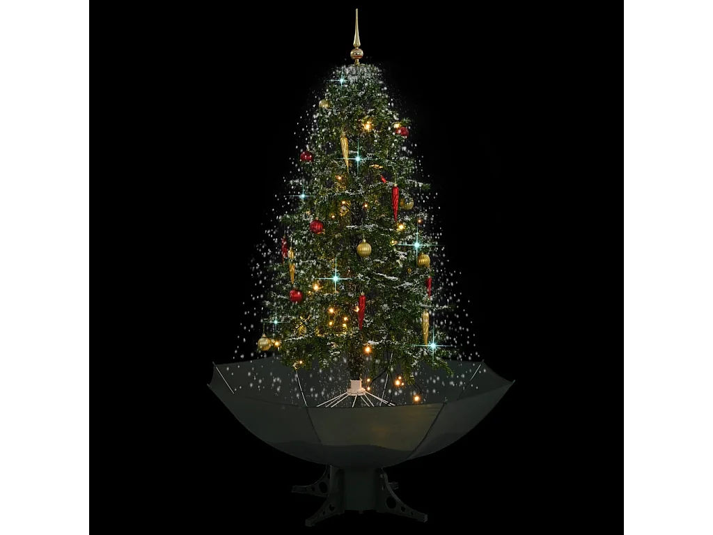 Árvore de Natal com neve base formato guarda-chuva 170 cm verde