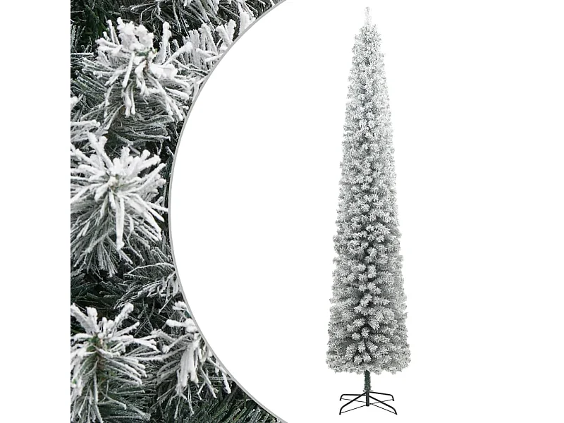 Sapin de Noël mince avec support et flocon de neige 270 cm PVC
