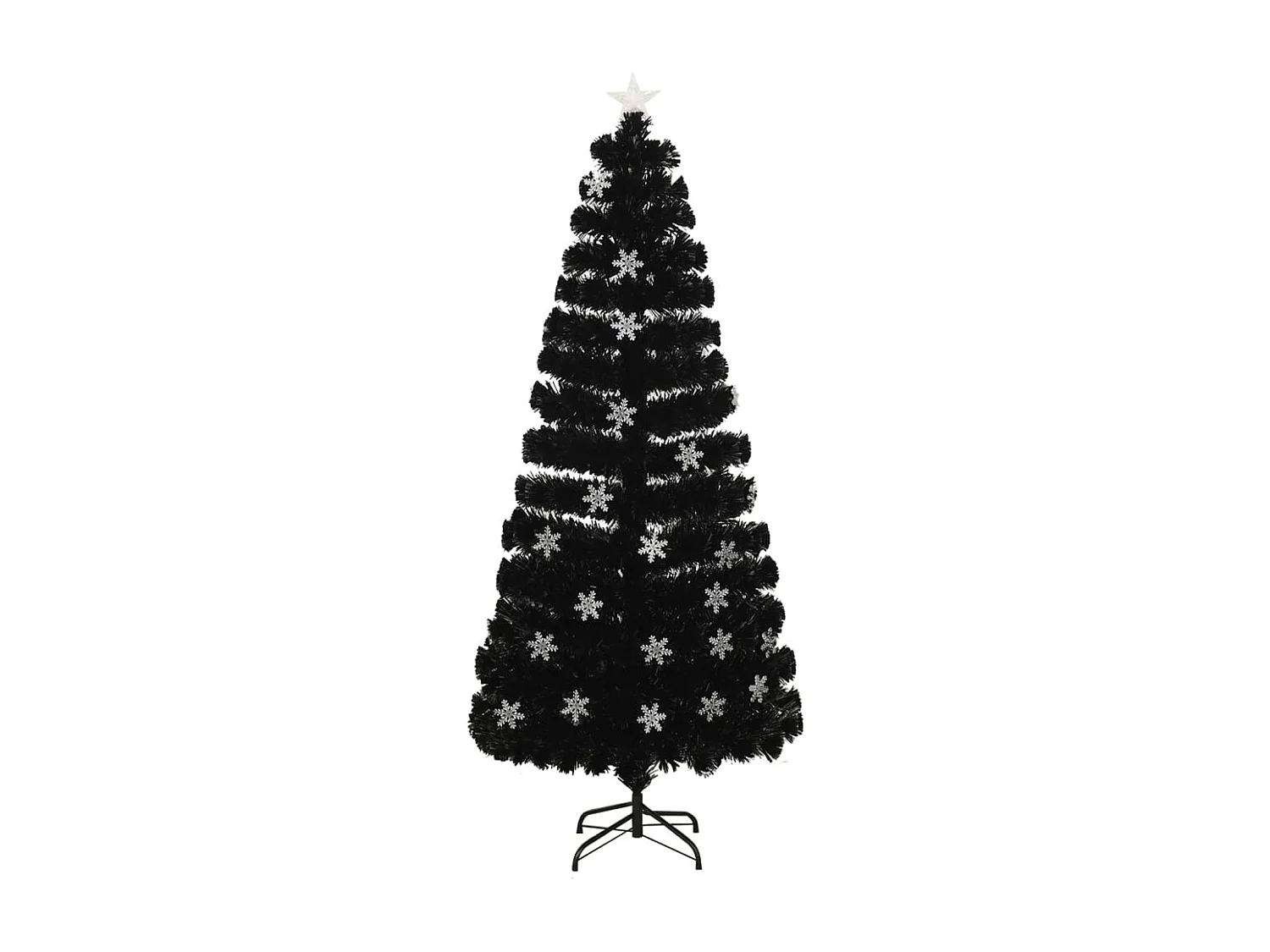 Sapin de Noël et flocons de neige LED Noir 180 cm Fibre optique