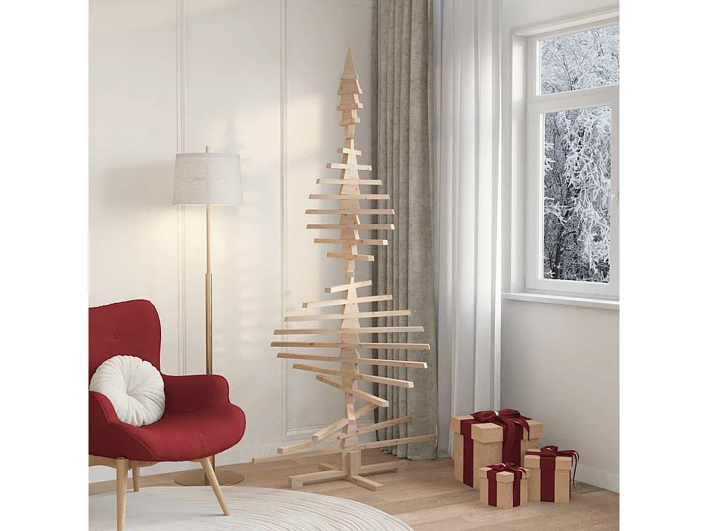 Arbre de Noël en bois pour décoration 210 cm bois massif de pin