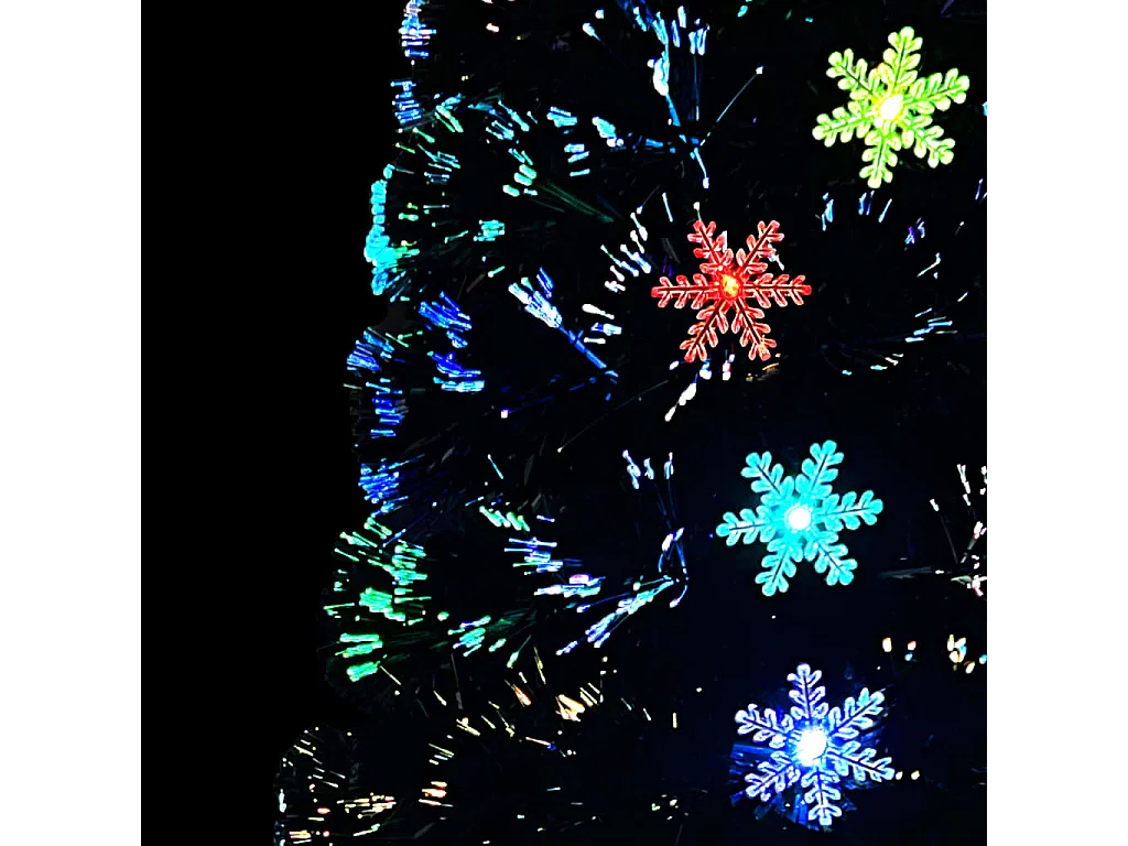 Sapin de Noël et flocons de neige LED Noir 150 cm Fibre optique