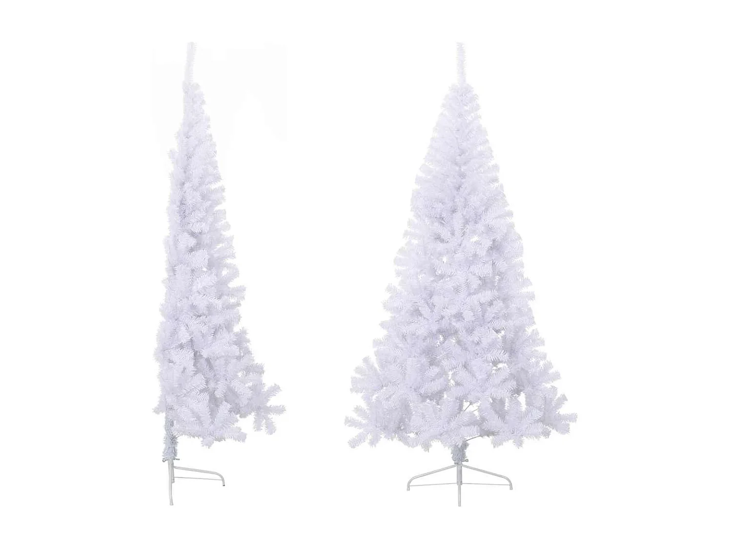 Sapin de Noël artificiel moitié avec support blanc 180 cm PVC
