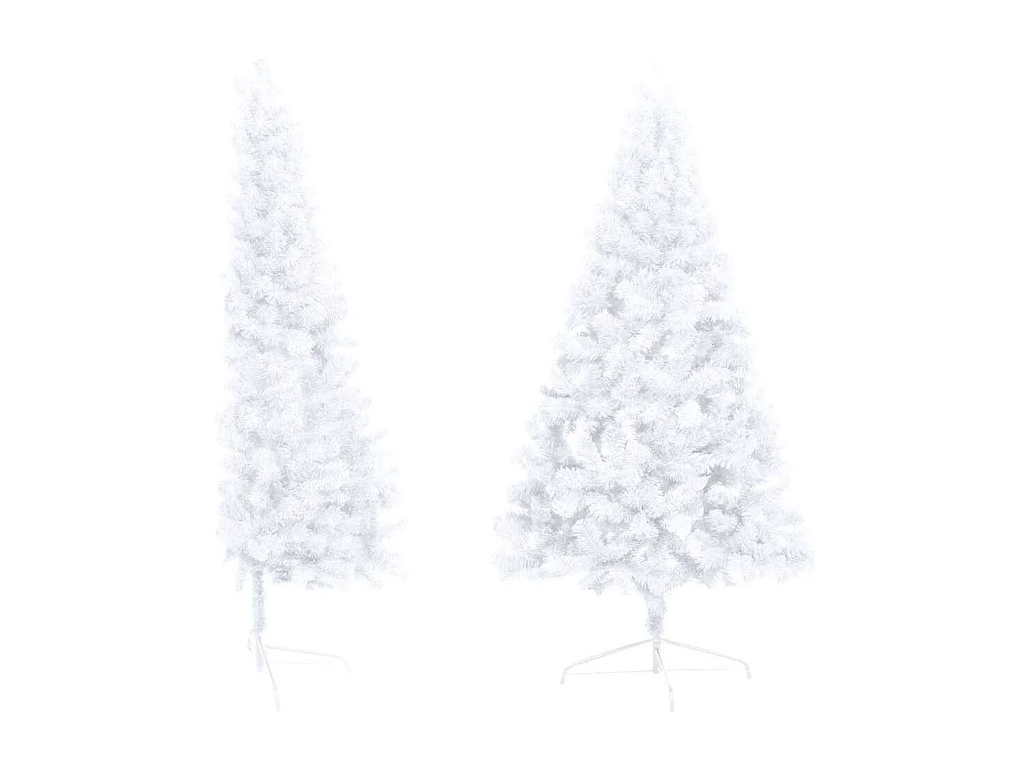 Demi-arbre de Noël artificiel pré-éclairé et boules blanc 120cm