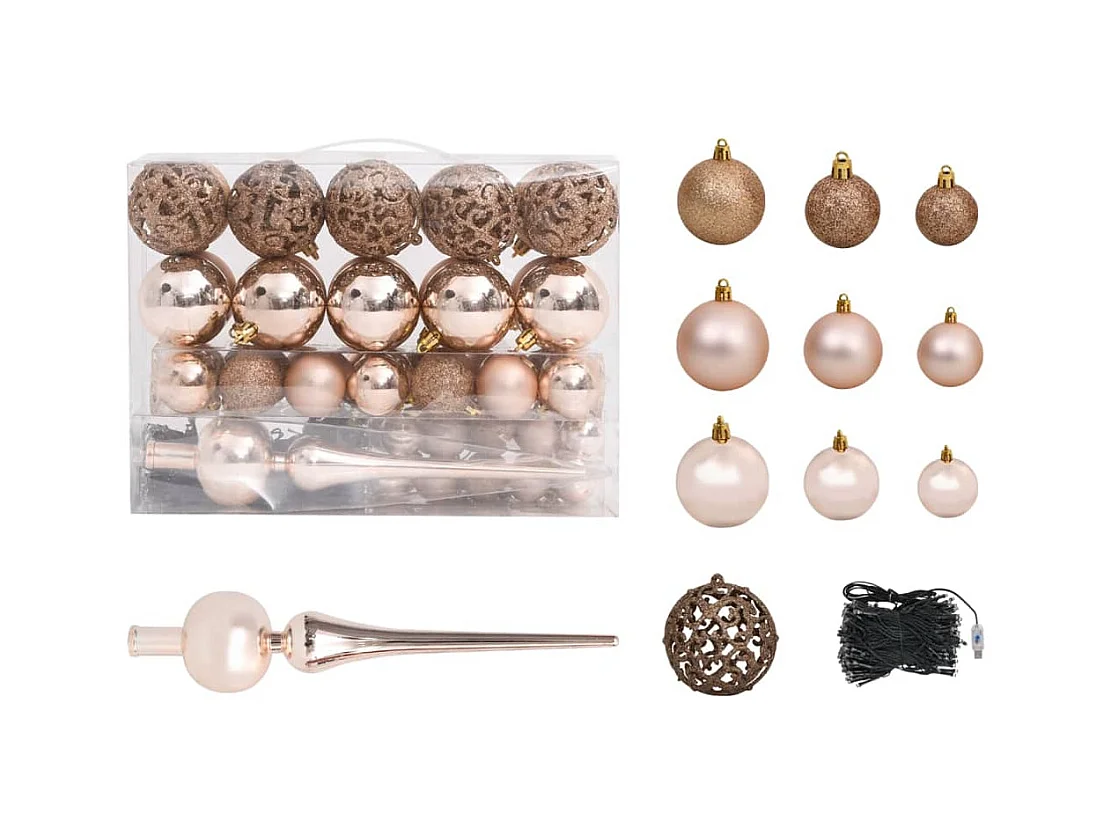 Demi-arbre de Noël artificiel avec LED et boules Blanc 120 cm
