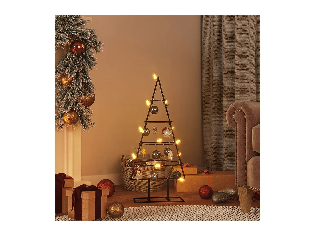 Kerstdecoratie kerstboom 60 cm metaal zwart
