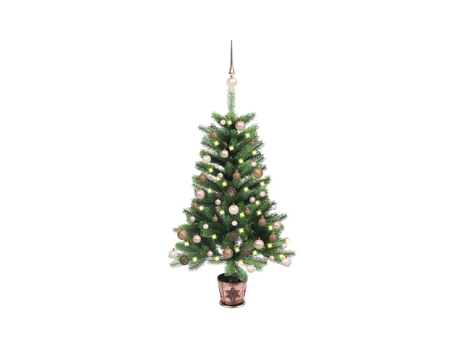 Arbre de Noël artificiel avec LED et boules 90 cm Vert