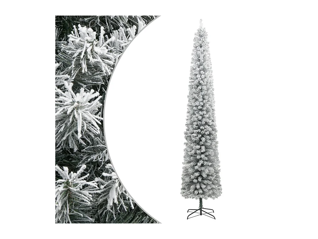 Sapin de Noël mince avec support et flocon de neige 300 cm PVC