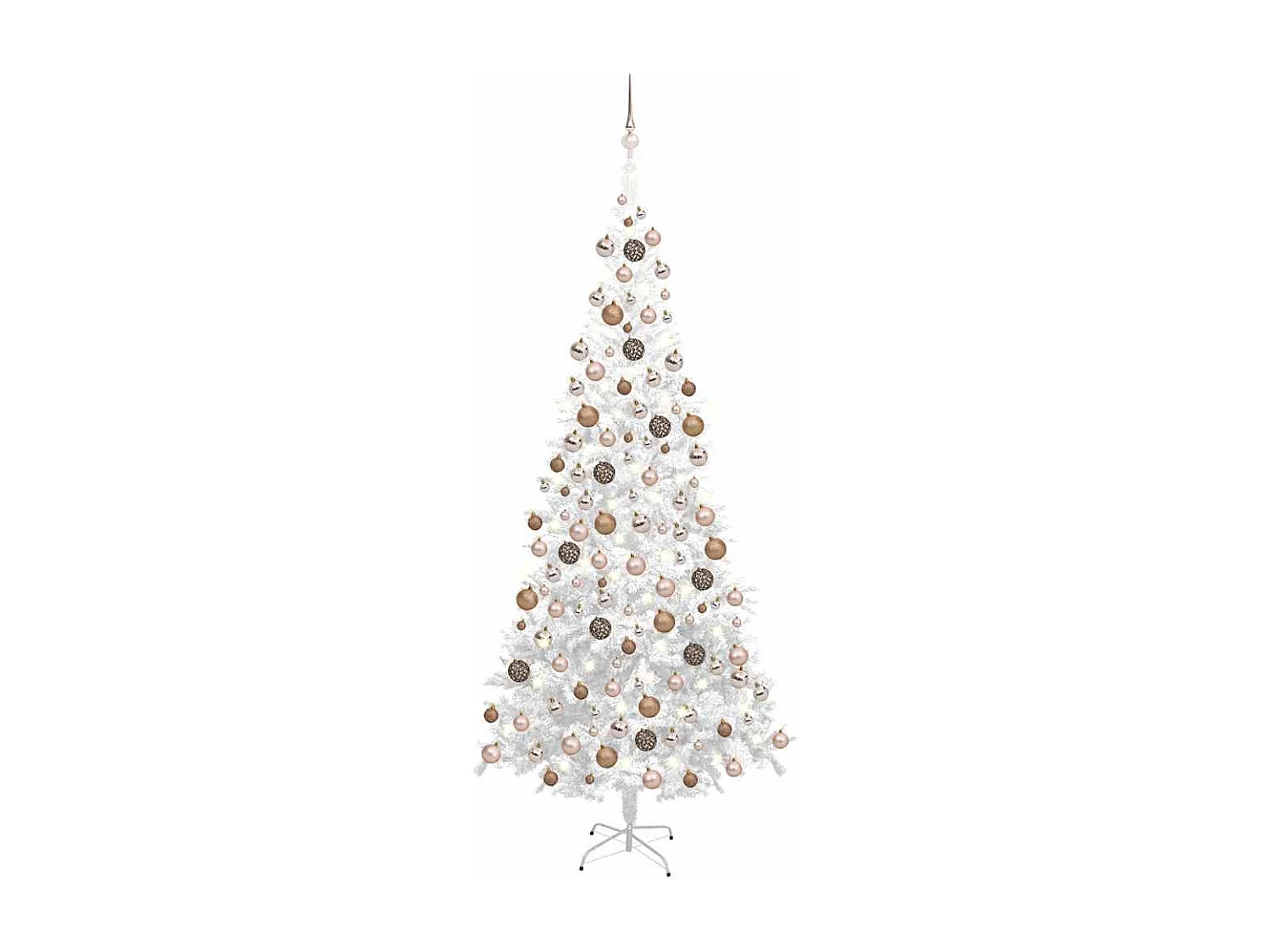 Arbre de Noël artificiel pré-éclairé et boules L 240 cm blanc