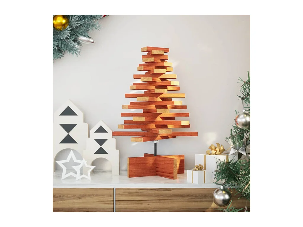 Árvore de Natal decorativa 60 cm pinho maciço castanho-mel