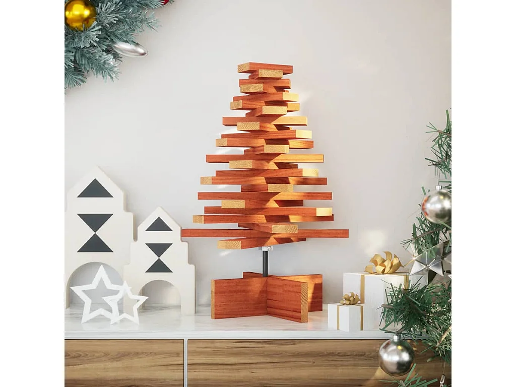 Árvore de Natal decorativa 60 cm pinho maciço castanho-mel