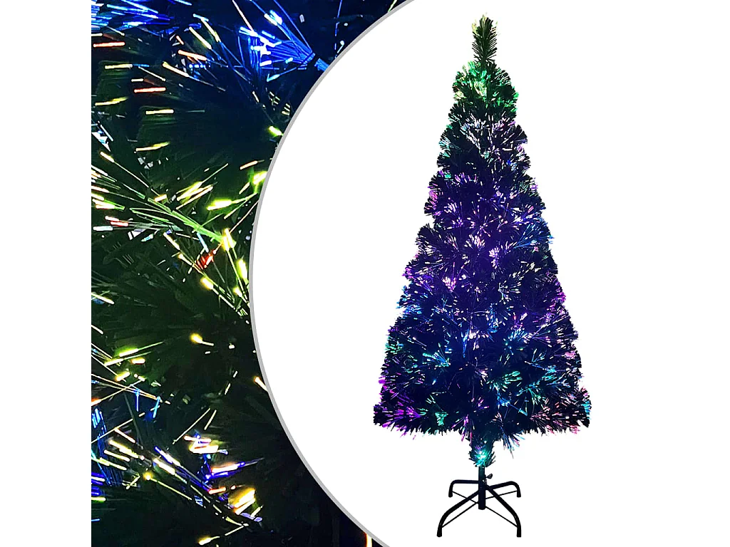 Árbol de Navidad artificial y soporte fibra óptica verde 240 cm