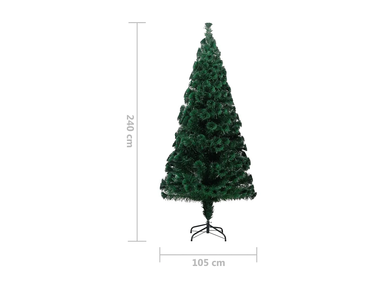 Árbol de Navidad artificial y soporte fibra óptica verde 240 cm