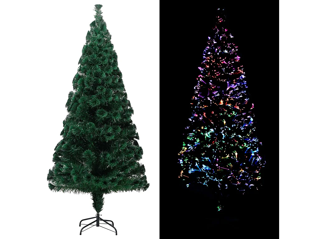 Sapin de Noël artificiel avec support vert 240 cm fibre optique