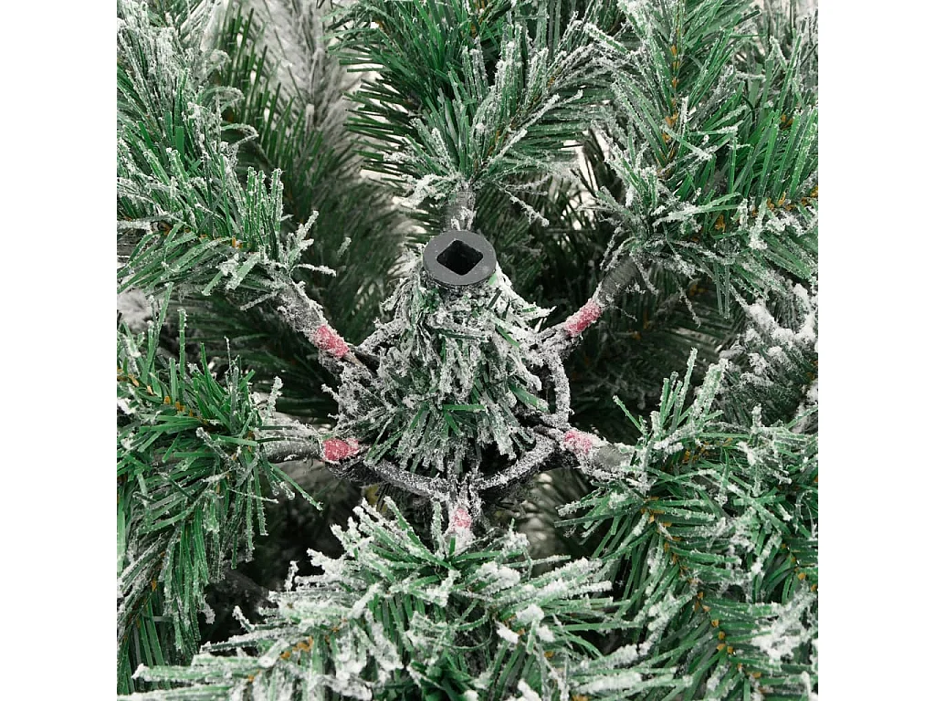 Árbol de Navidad artificial con bisagras y nieve flocada 210 cm