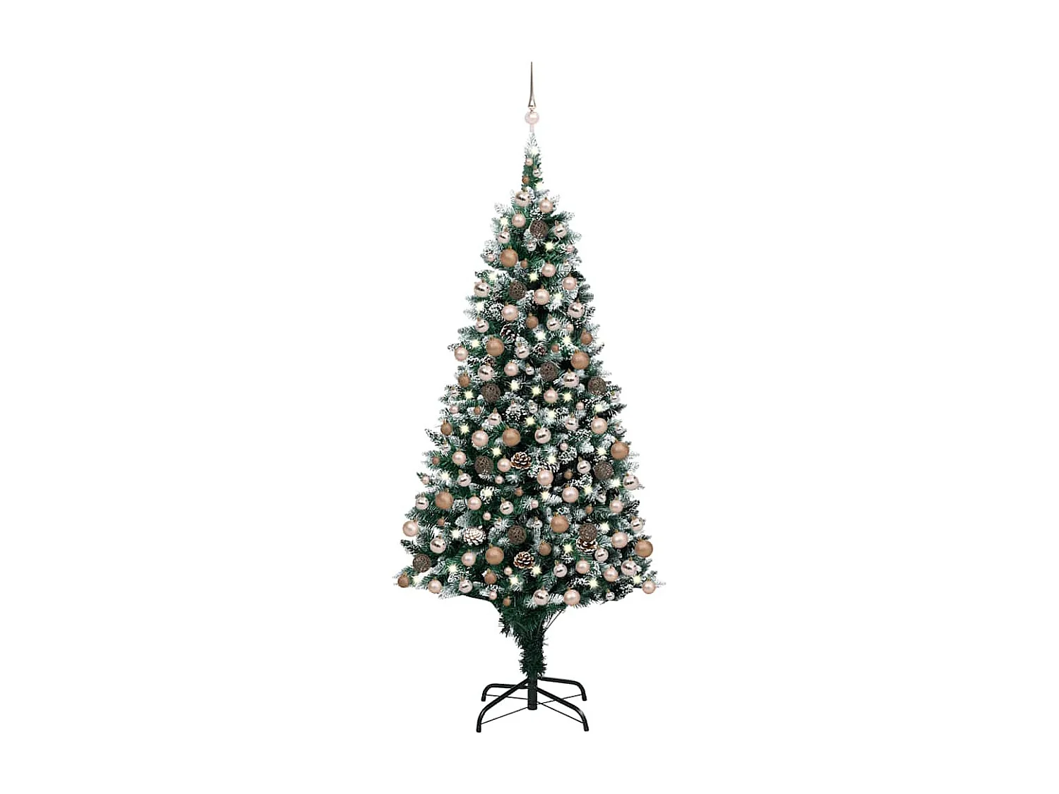 Arbre de Noël artificiel pré-éclairé/boules pommes de pin 210cm