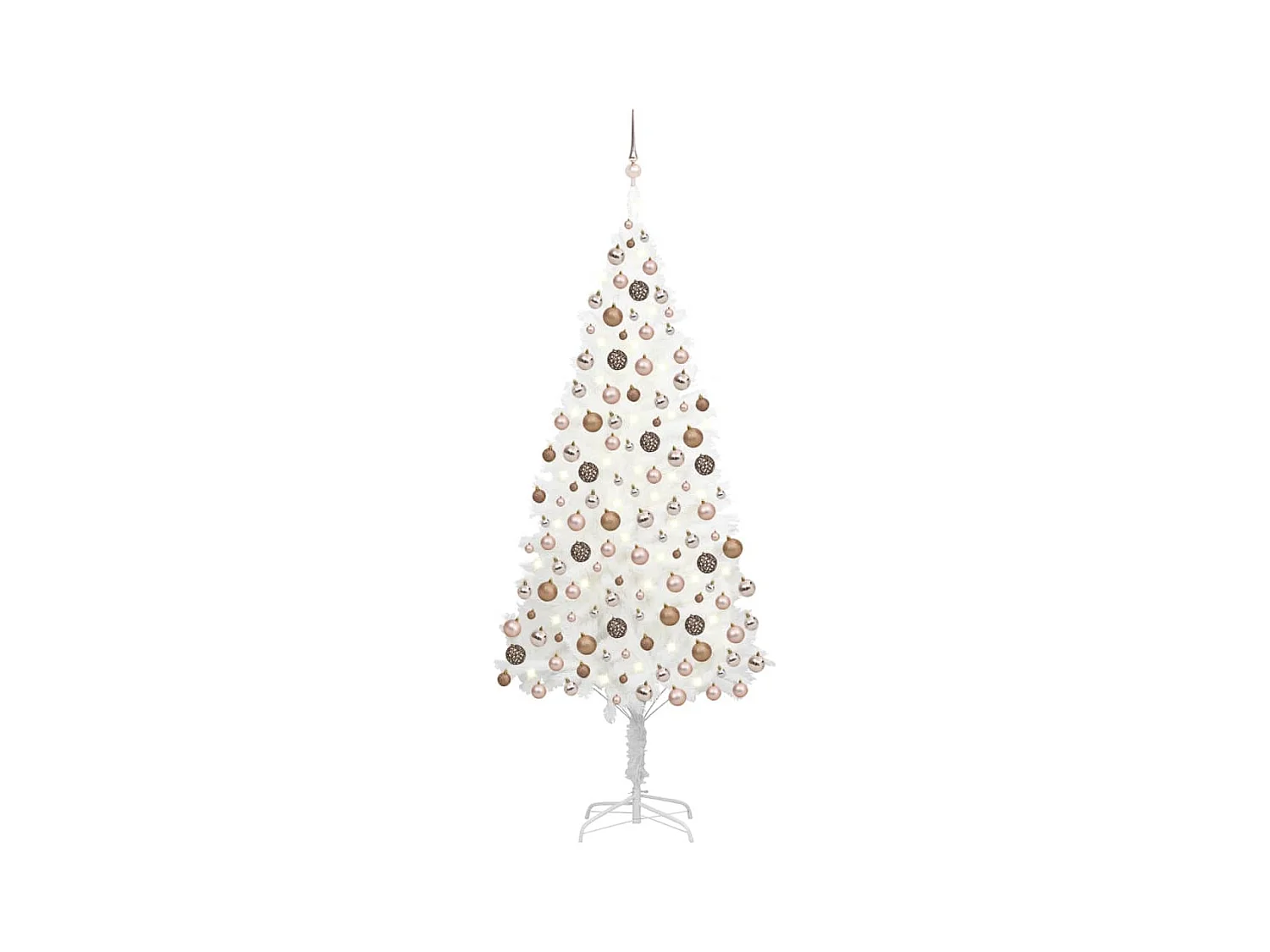 Árbol de Navidad artificial con LEDs y bolas blanco 210 cm